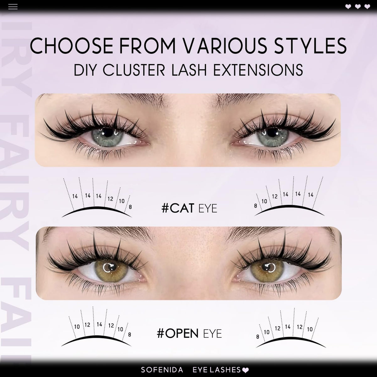 SOFENIDA Fairy Lash Clusters side view