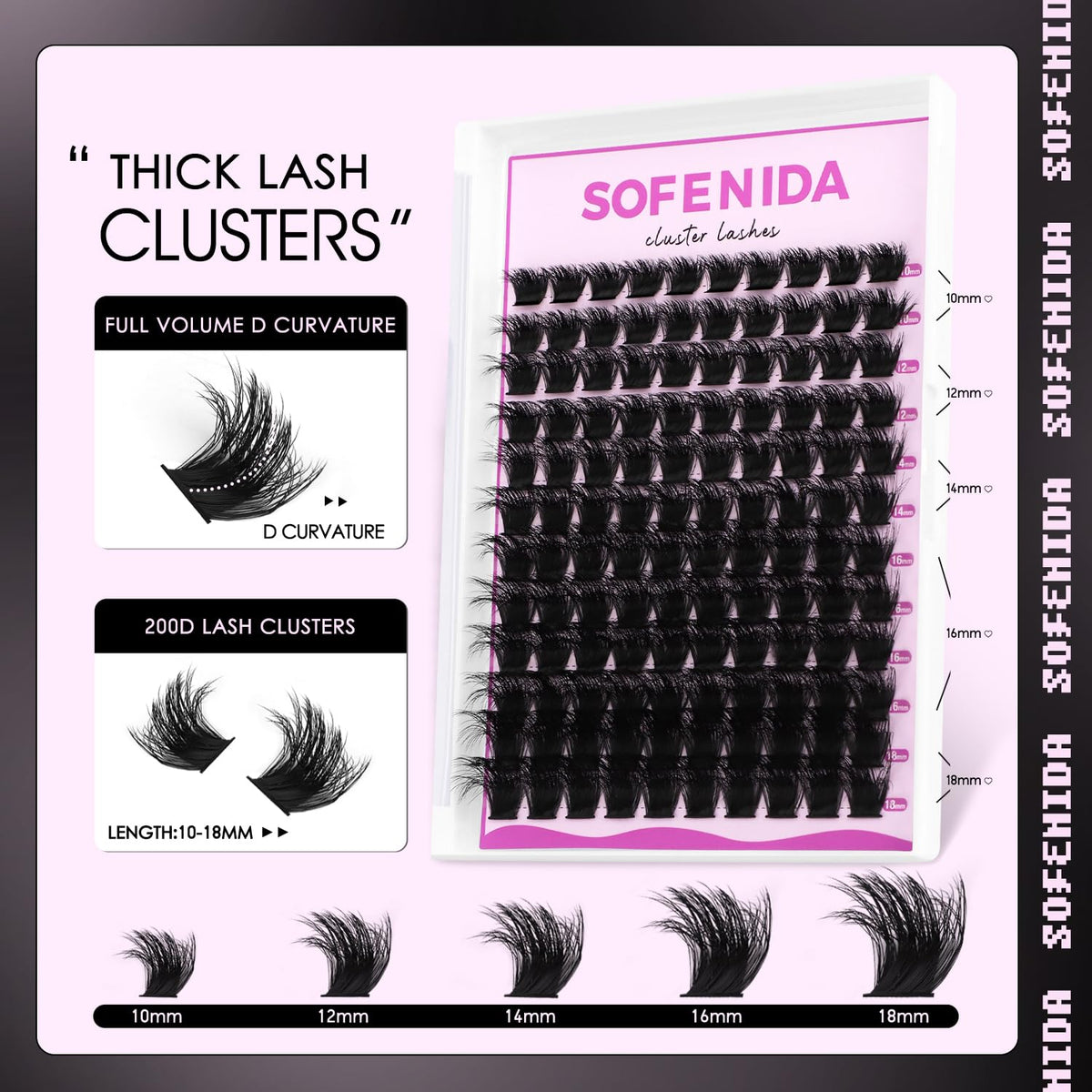 SOFENIDA lash clusters in mixed lengths 10-18mm