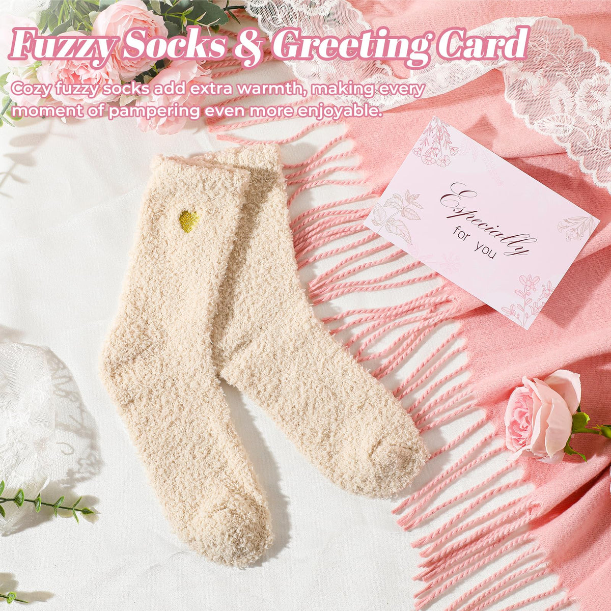 Soft blanket and fuzzy socks from the peacoeye gift set