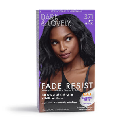 SoftSheen Dark and Lovely Fade Resist Rich Conditioning Color Jet Black 371 front view