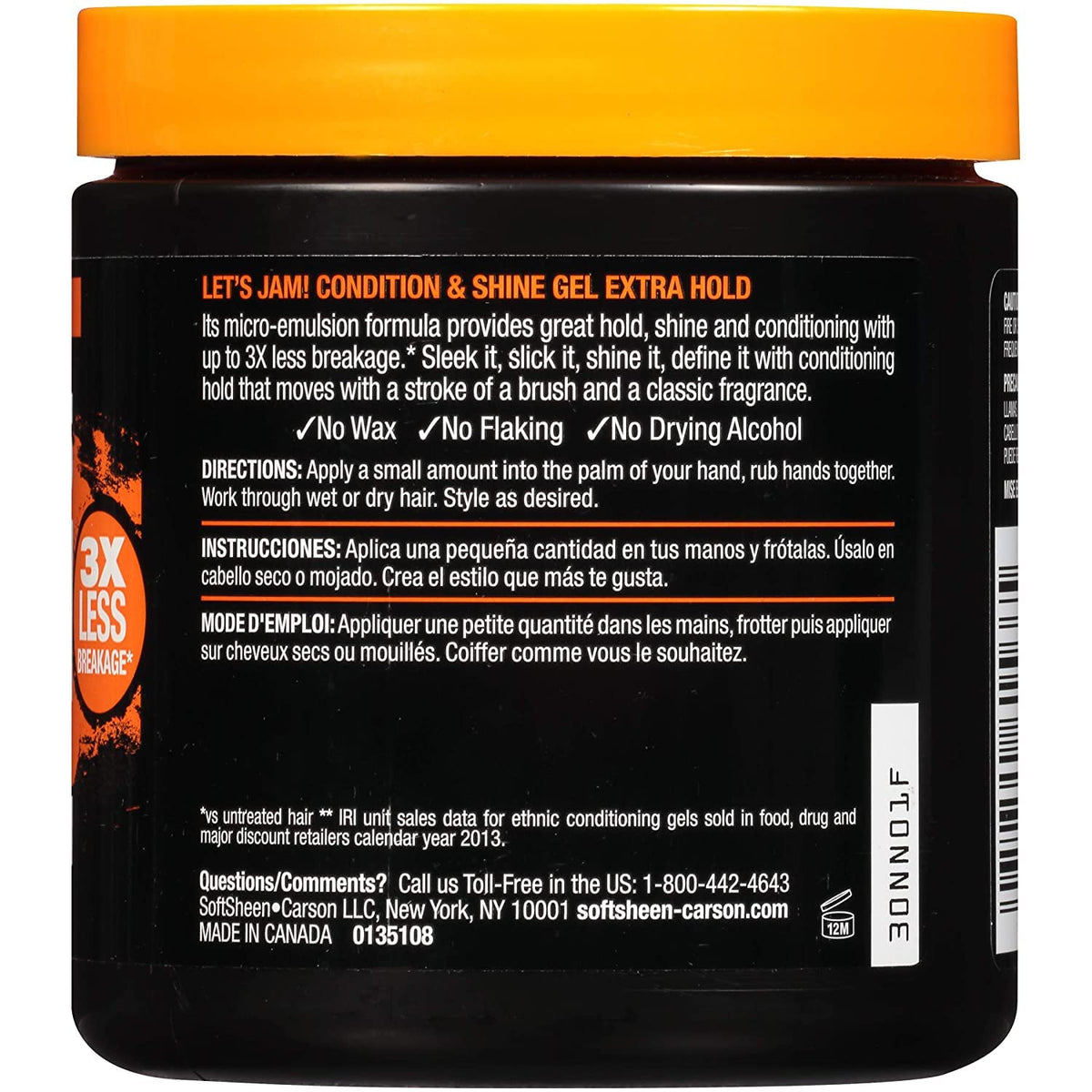 SoftSheen Let's Jam Hair Gel 14oz back view