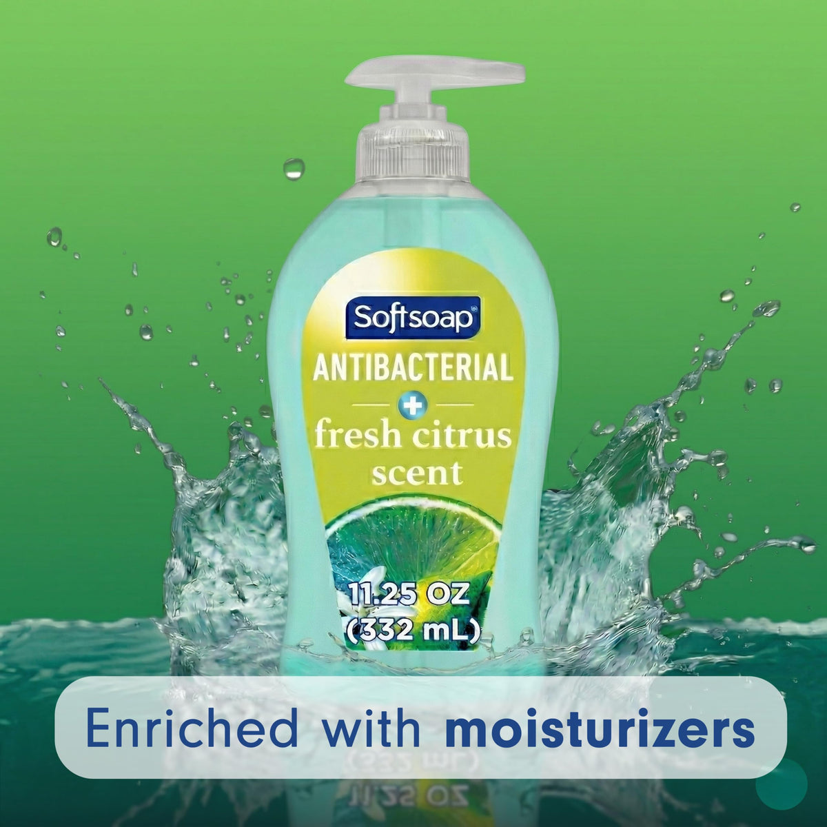 Softsoap Antibacterial Hand Soap Fresh Citrus in a bathroom setting