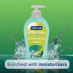 Softsoap Antibacterial Hand Soap Fresh Citrus in a bathroom setting