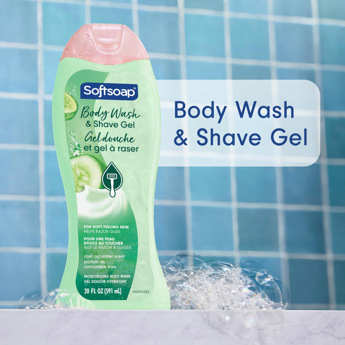 Softsoap Cool Cucumber Body Wash bottle side view