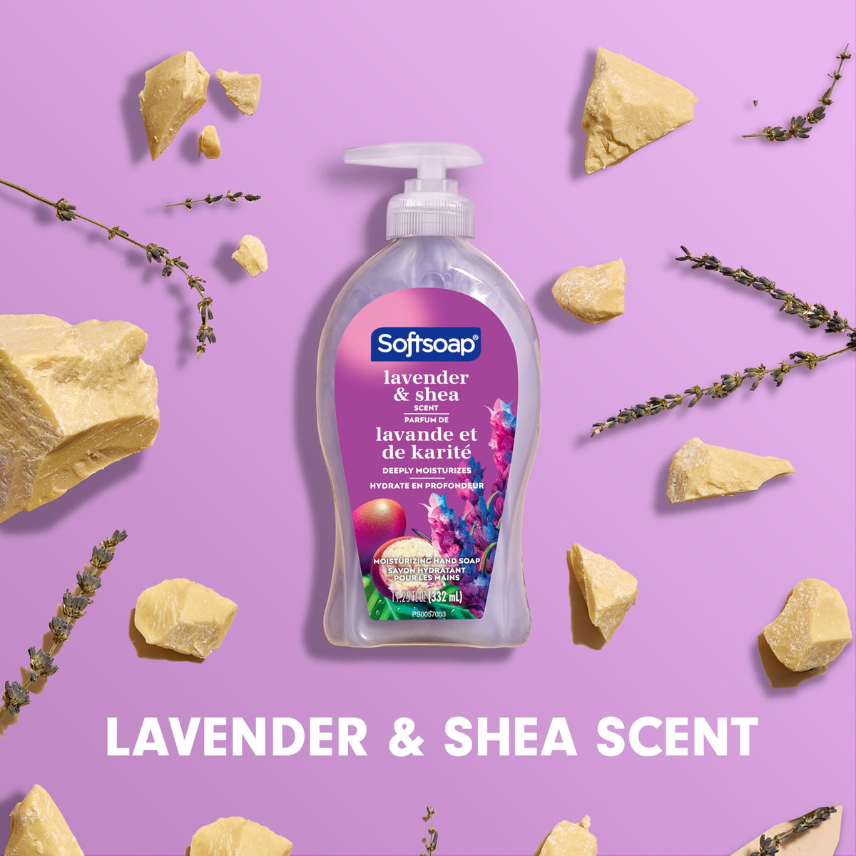 Softsoap Lavender and Shea Liquid Hand Soap packaging details