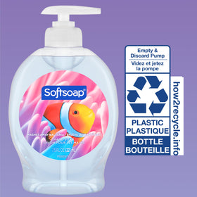 Softsoap Liquid Hand Soap Aquarium Series bottle with lather