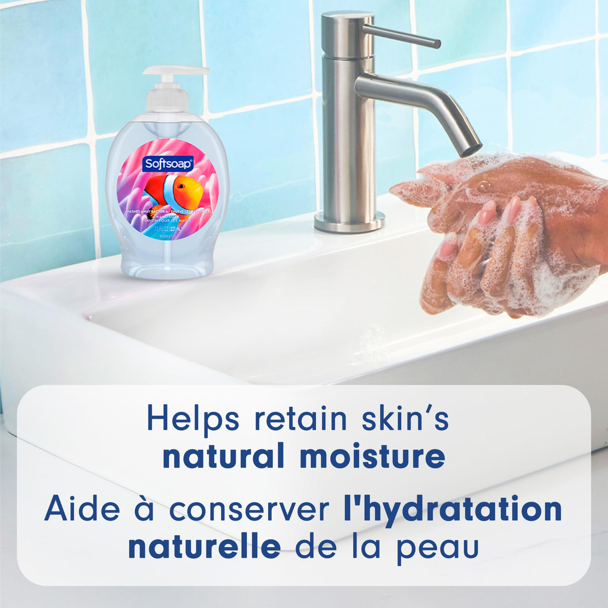 Softsoap Liquid Hand Soap Aquarium Series in a bathroom setting