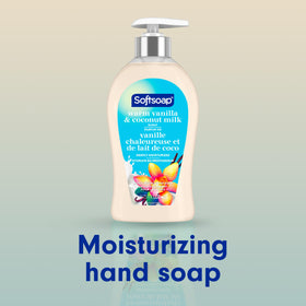 Softsoap Warm Vanilla Coconut Milk Hand Soap in a bathroom setting