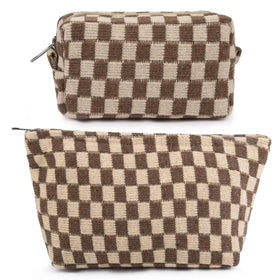 SOIDRAM 2 Pack Checkered Makeup Bags front view