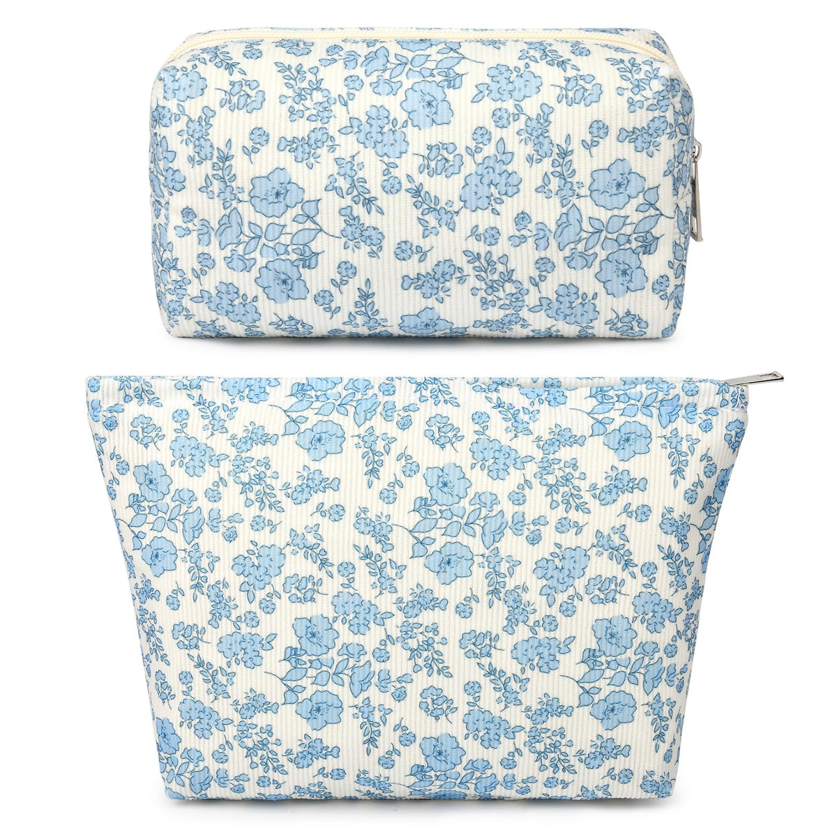 SOIDRAM blue floral makeup bag front view