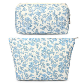 SOIDRAM blue floral makeup bag front view