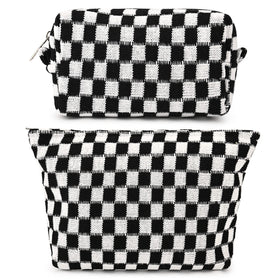 SOIDRAM checkered cosmetic bag front view with zipper