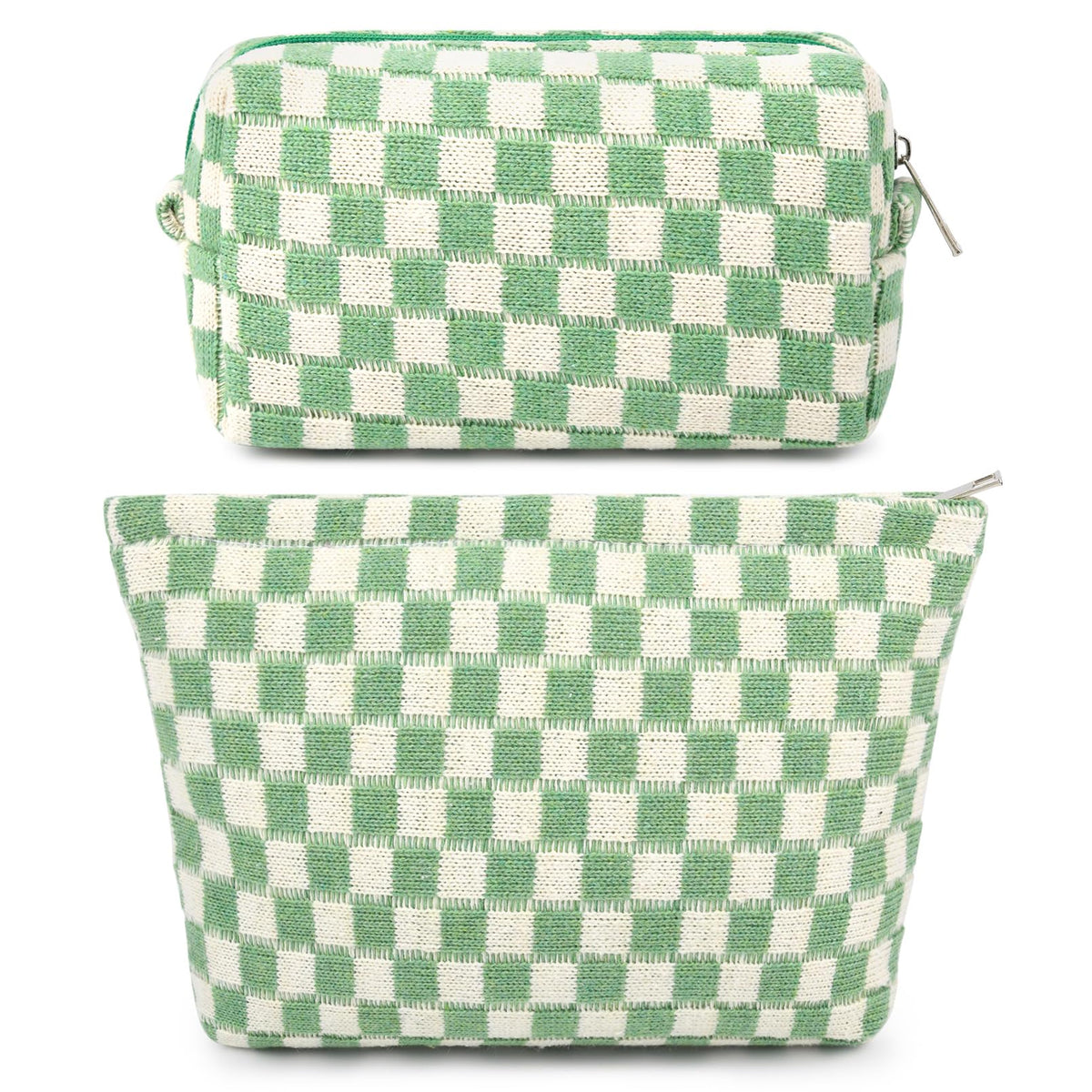 SOIDRAM checkered makeup bag front view in green