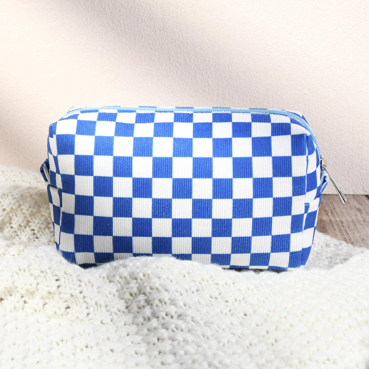 SOIDRAM Checkered Makeup Bag Set showing both bags together