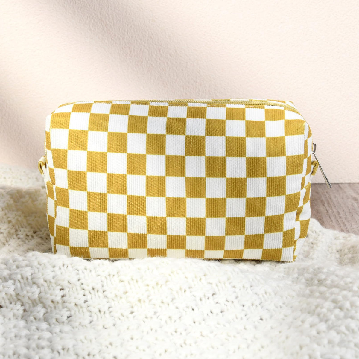 SOIDRAM Checkered Makeup Bag Set with travel accessories