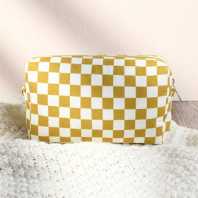 SOIDRAM Checkered Makeup Bag Set with travel accessories