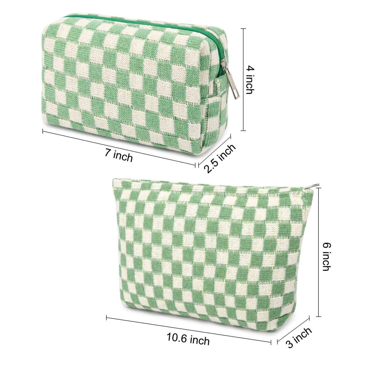 SOIDRAM checkered makeup bag side view showing zipper