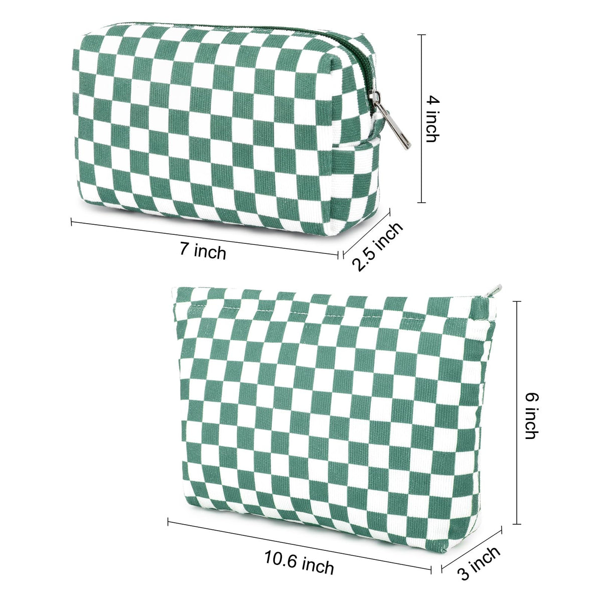 SOIDRAM checkered makeup pouch side view