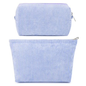 SOIDRAM Corduroy Makeup Bag front view in blue