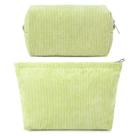 SOIDRAM Corduroy Makeup Bag front view in light green