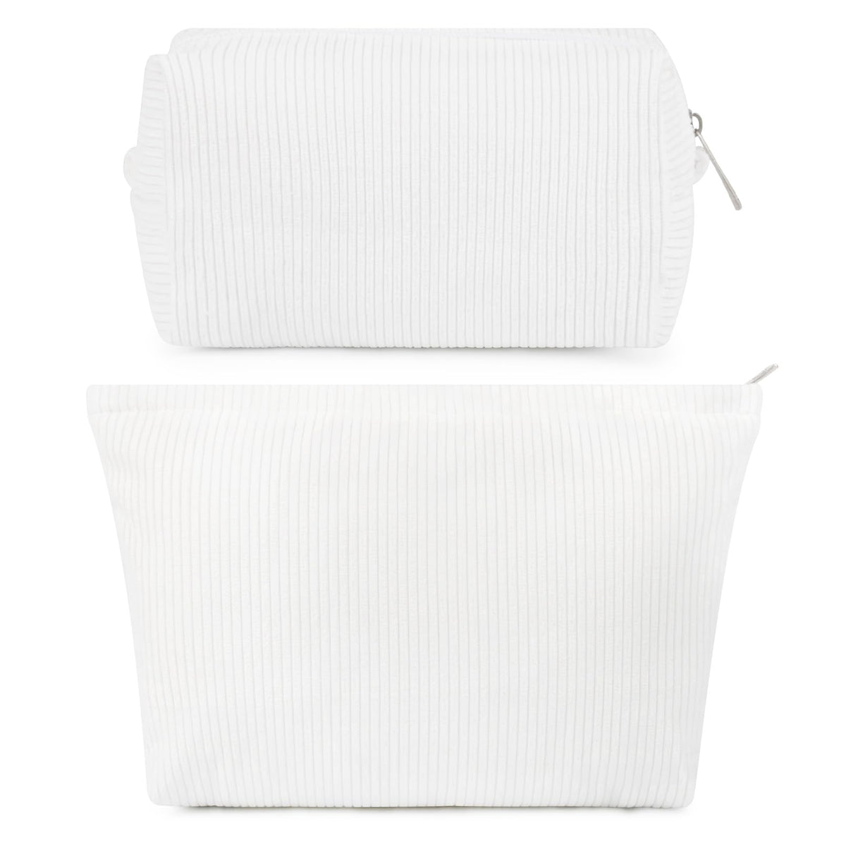 SOIDRAM Corduroy Makeup Bag large size front view in white