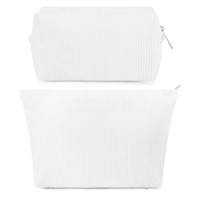 SOIDRAM Corduroy Makeup Bag large size front view in white