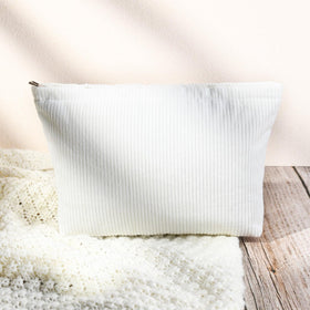 SOIDRAM Corduroy Makeup Bag on a vanity table