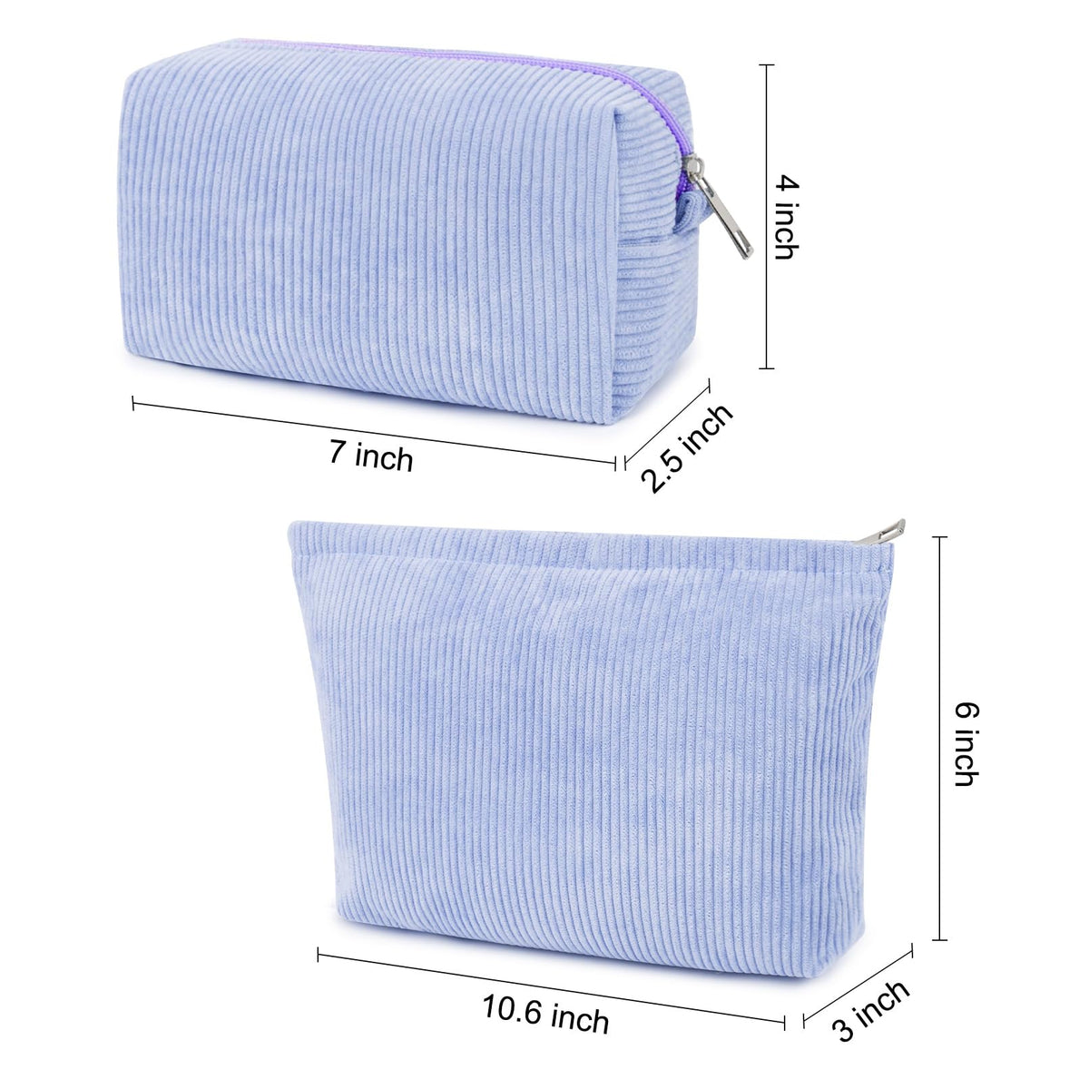 SOIDRAM Corduroy Makeup Bag open with makeup items inside