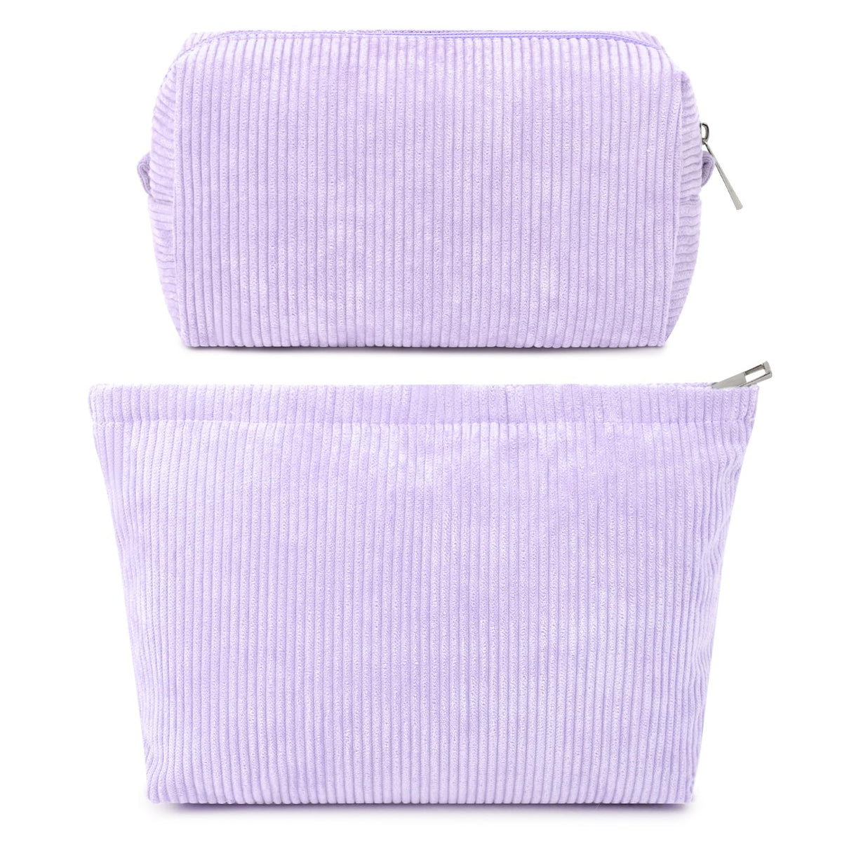 SOIDRAM Corduroy Makeup Bag Set front view in purple