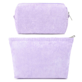 SOIDRAM Corduroy Makeup Bag Set front view in purple