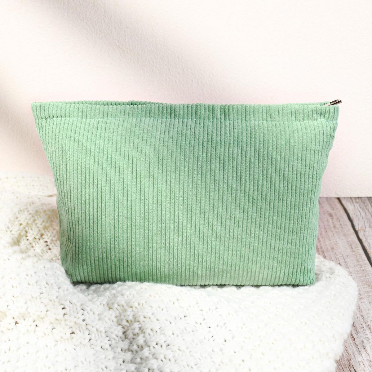 SOIDRAM corduroy makeup bags stacked
