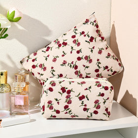 SOIDRAM floral makeup bag close-up of zipper