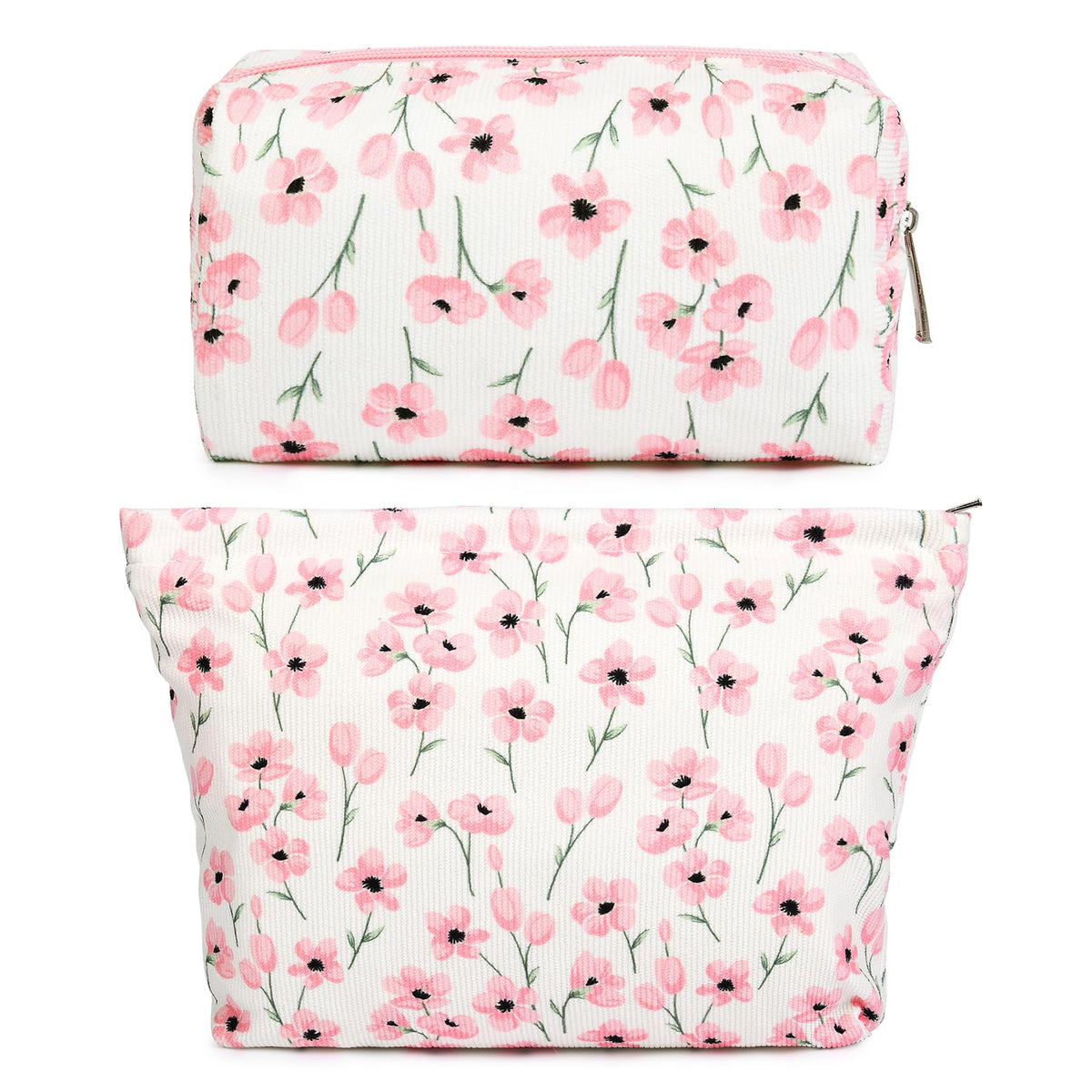 SOIDRAM Floral Makeup Bag Set front view with pink floral design