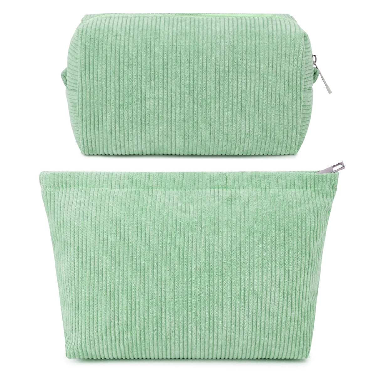 SOIDRAM green corduroy makeup bag set front view