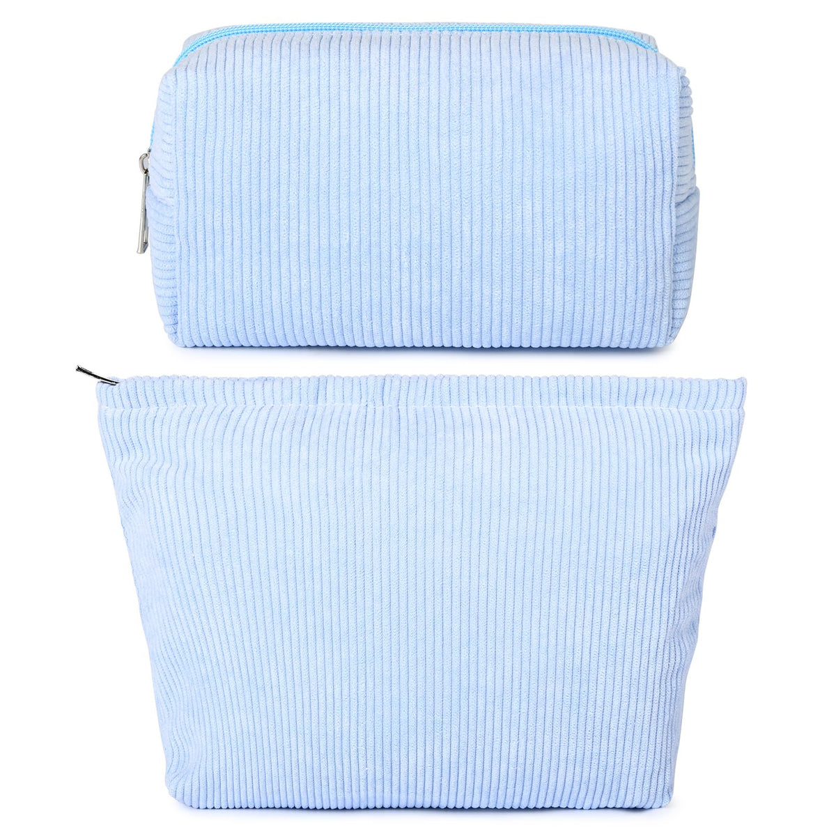 SOIDRAM large blue corduroy makeup bag front view
