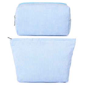 SOIDRAM large blue corduroy makeup bag front view