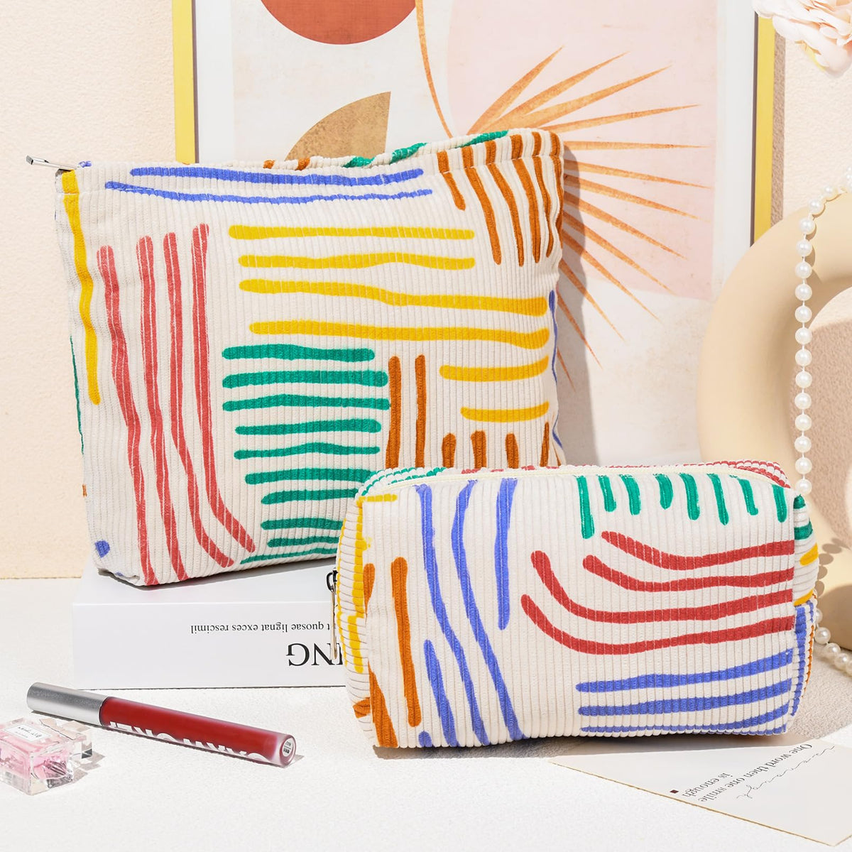 SOIDRAM large capacity makeup bag open showing contents