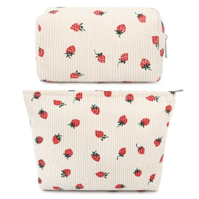 SOIDRAM large cosmetic bag set in strawberry beige front view