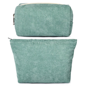 SOIDRAM large green corduroy makeup bag front view