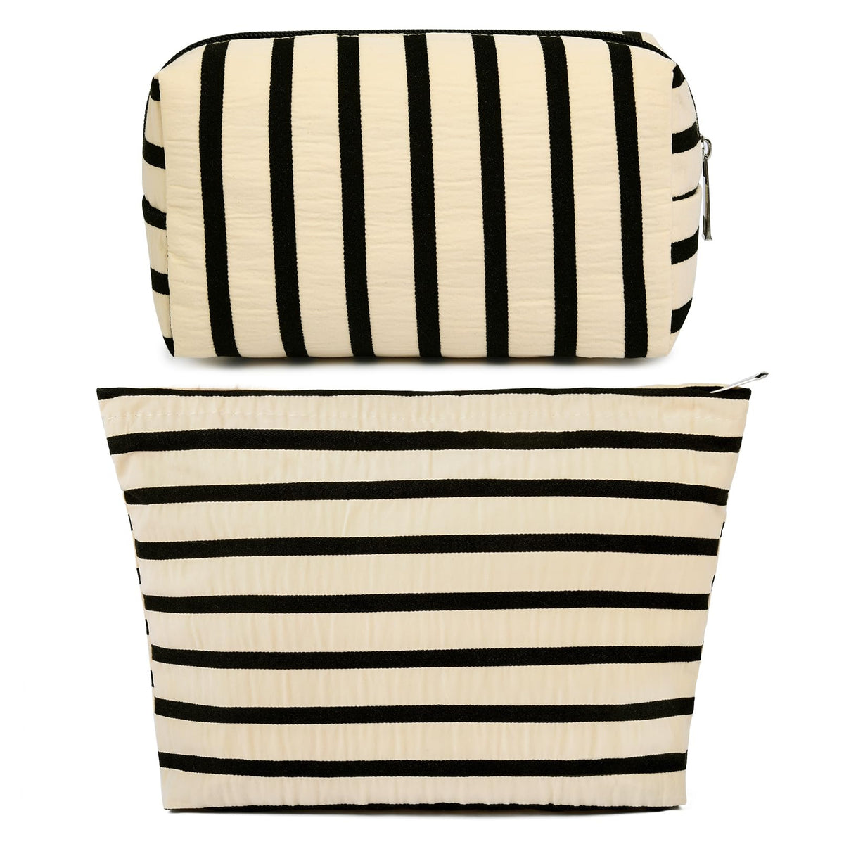 SOIDRAM large stripe makeup bag front view with zipper