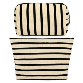 SOIDRAM large stripe makeup bag front view with zipper