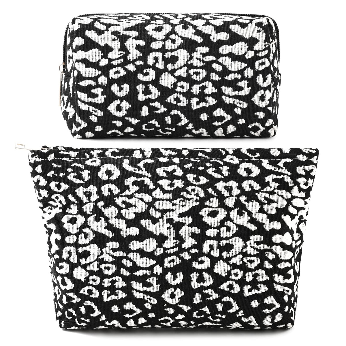 SOIDRAM Leopard Print Makeup Bag Set front view with large capacity