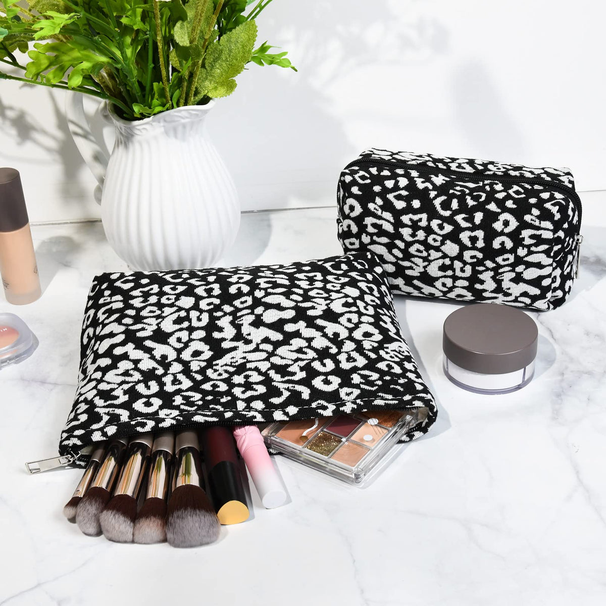 SOIDRAM Leopard Print Makeup Bag side view