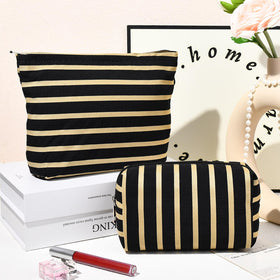 SOIDRAM Makeup Bag Large Capacity black and white stripe