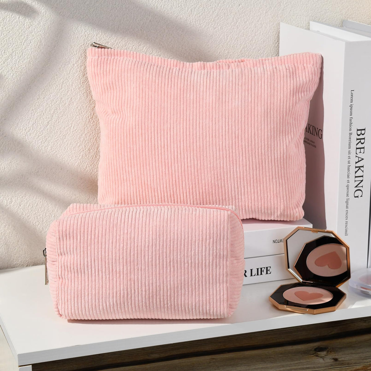 SOIDRAM makeup bag set showing both sizes