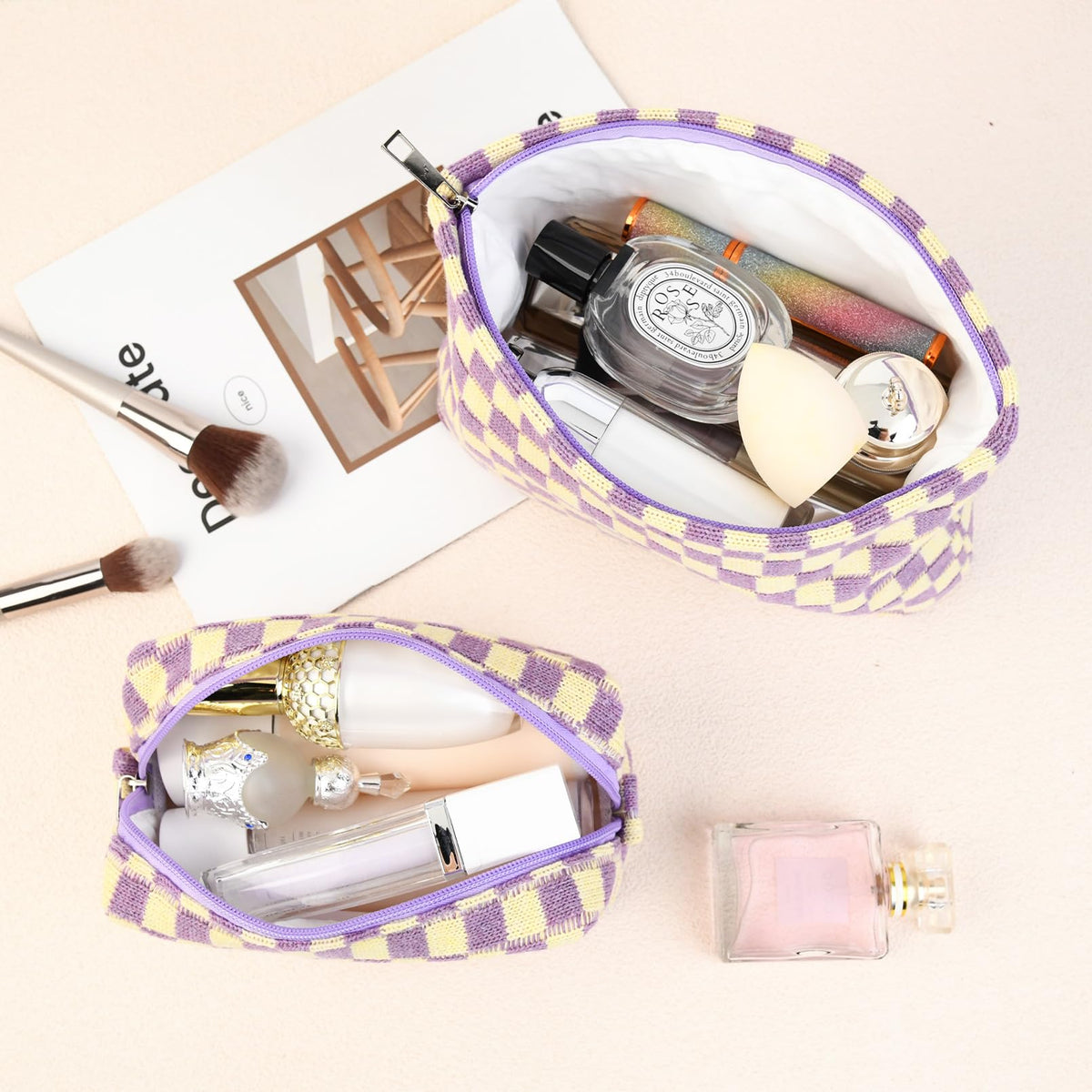 SOIDRAM makeup bag set with metal zipper pulls