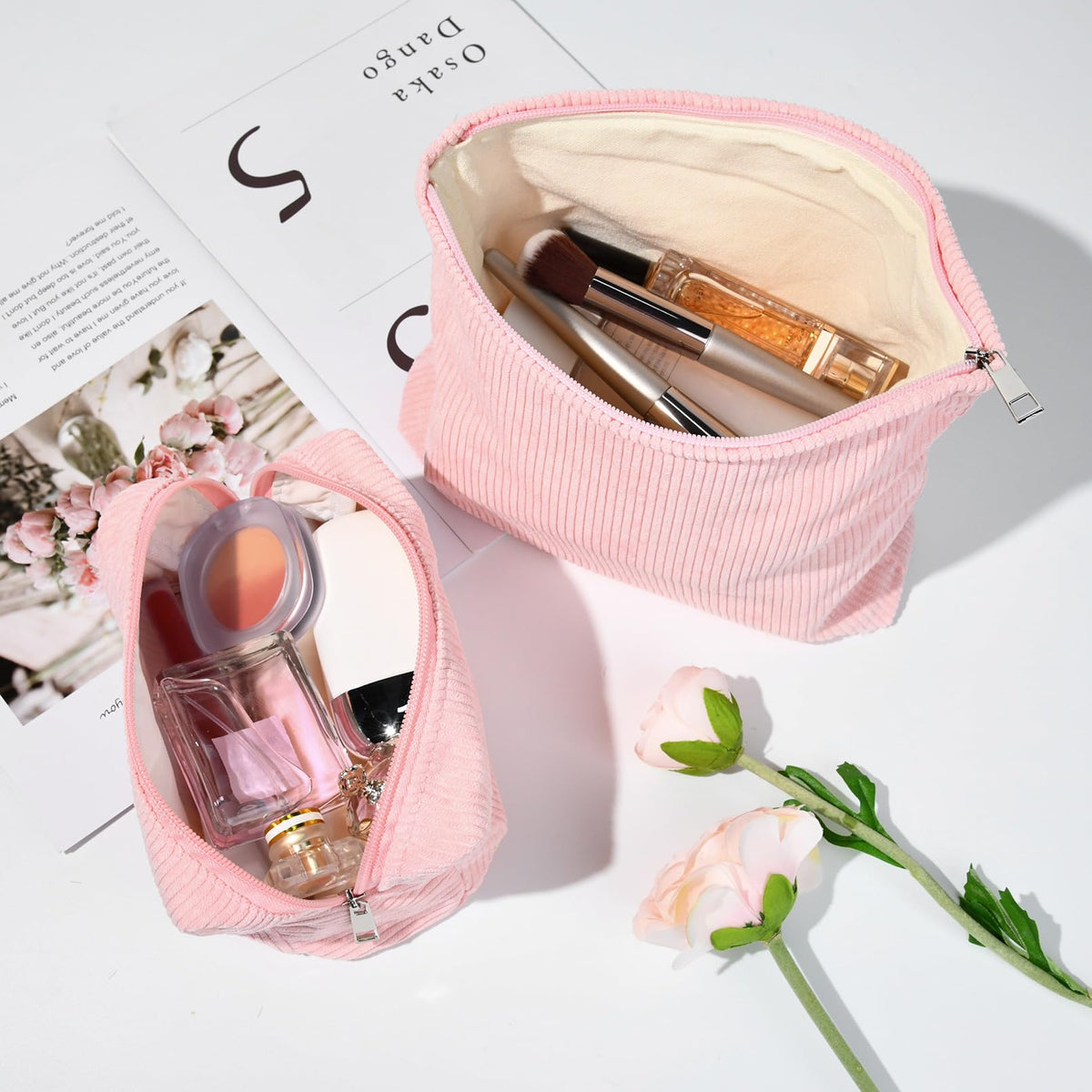SOIDRAM makeup bags in travel setting