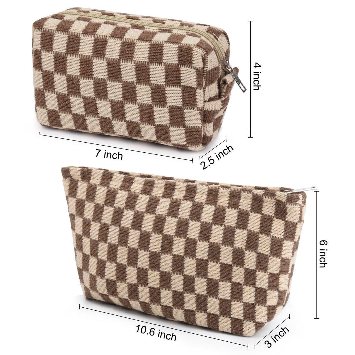 SOIDRAM makeup bags side view showing checkered design