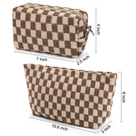 SOIDRAM makeup bags side view showing checkered design