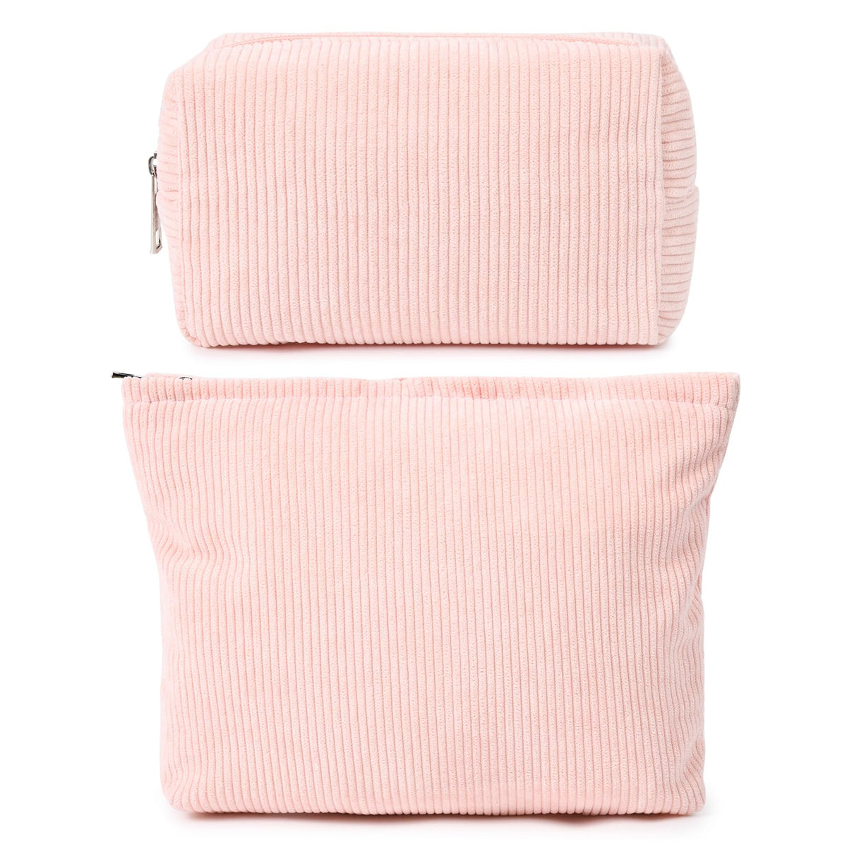 SOIDRAM pink corduroy makeup bag front view